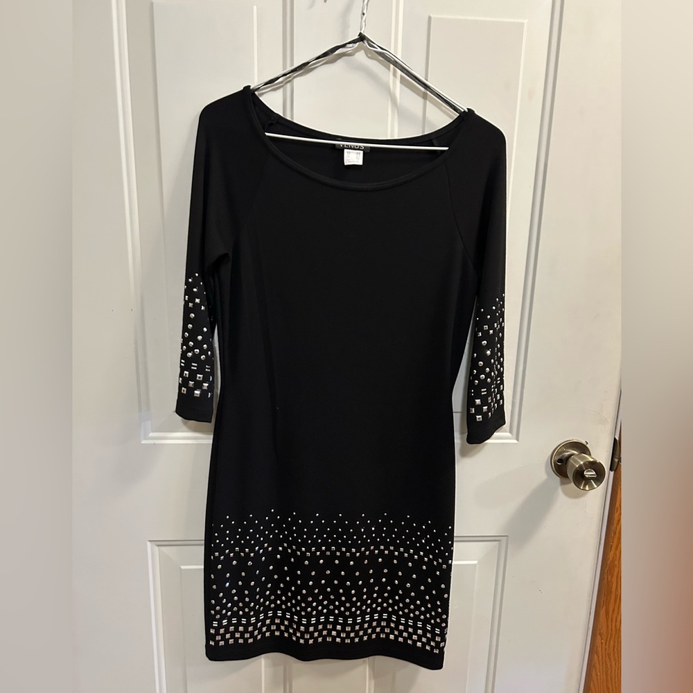 VENUS Black Sheath Dress 3/4 Sleeve Cocktail Studded